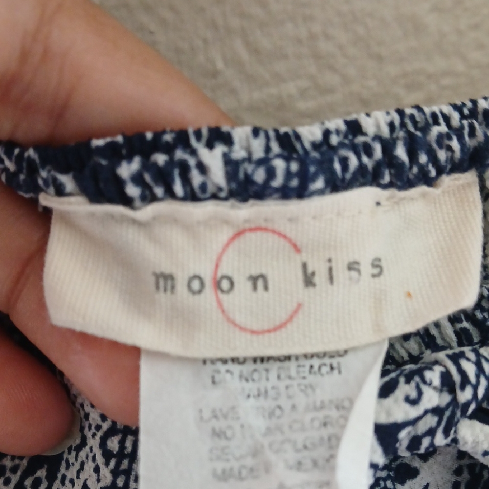 Moon Kiss Elegant Blue and White Patterned Romper Sz S - Picture 3 of 6